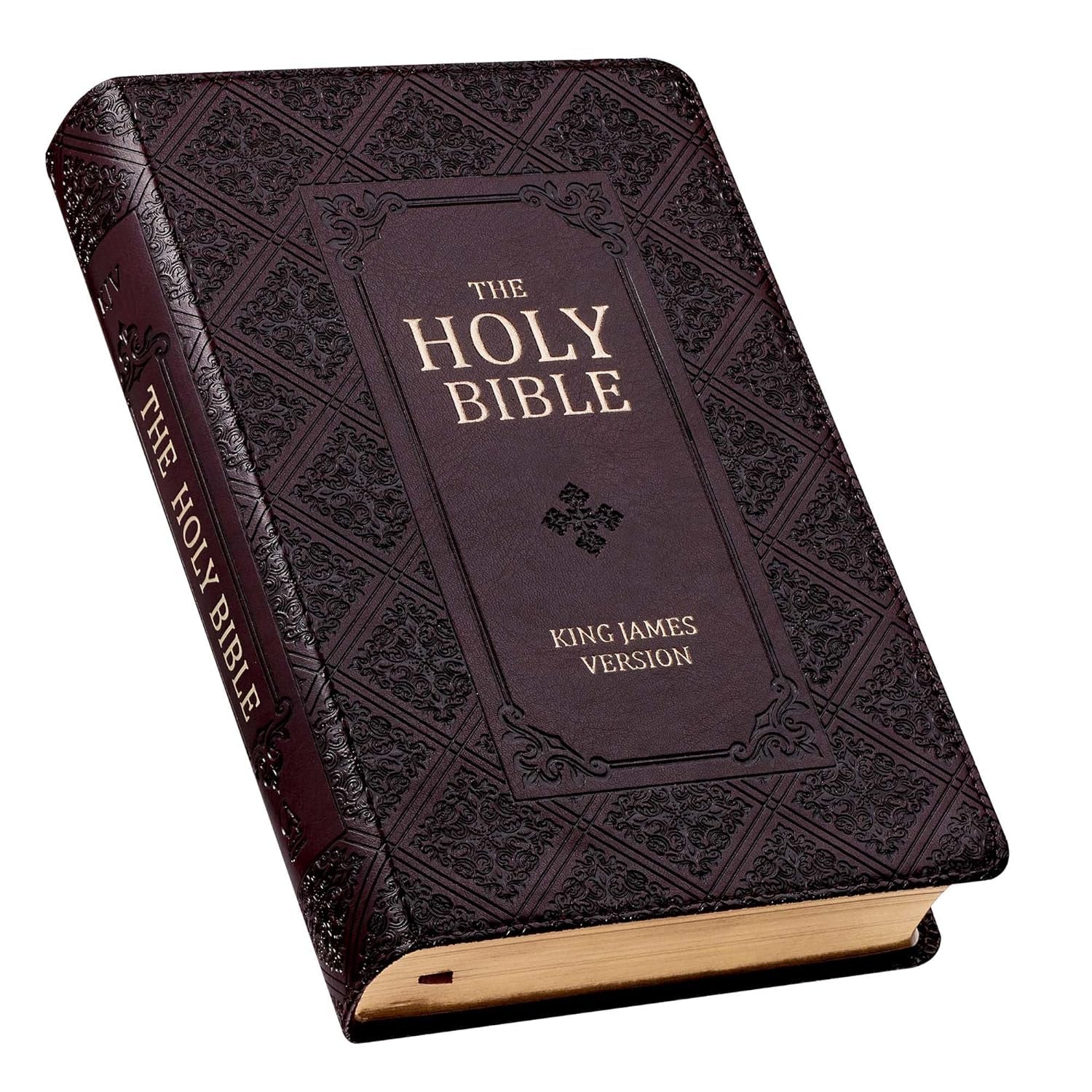 KJV Holy Bible, Giant Print Standard Size Faux Leather Red Letter Edition - Thumb Index & Ribbon Marker, King James Version, Dark Brown