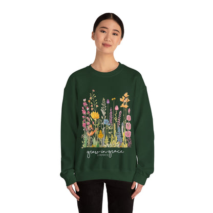 DK. Grow In Grace Design, Inspirational Crewneck Sweatshirt