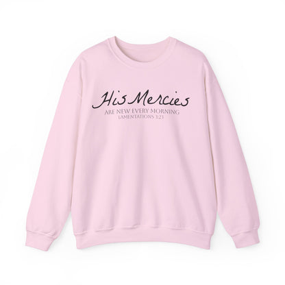 LT. His Mercies Design, Unisex, Inspirational Crewneck Sweatshirt