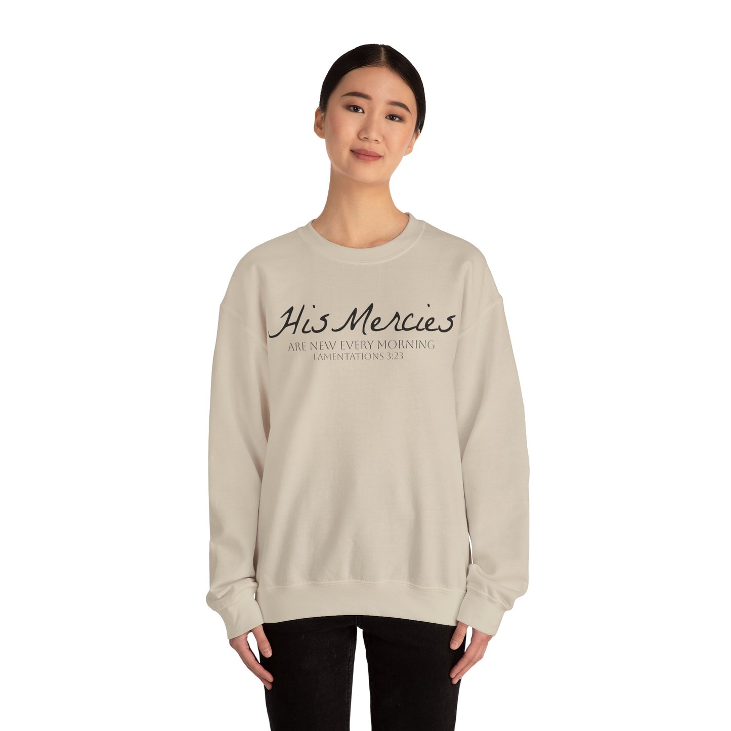 LT. His Mercies Design, Unisex, Inspirational Crewneck Sweatshirt