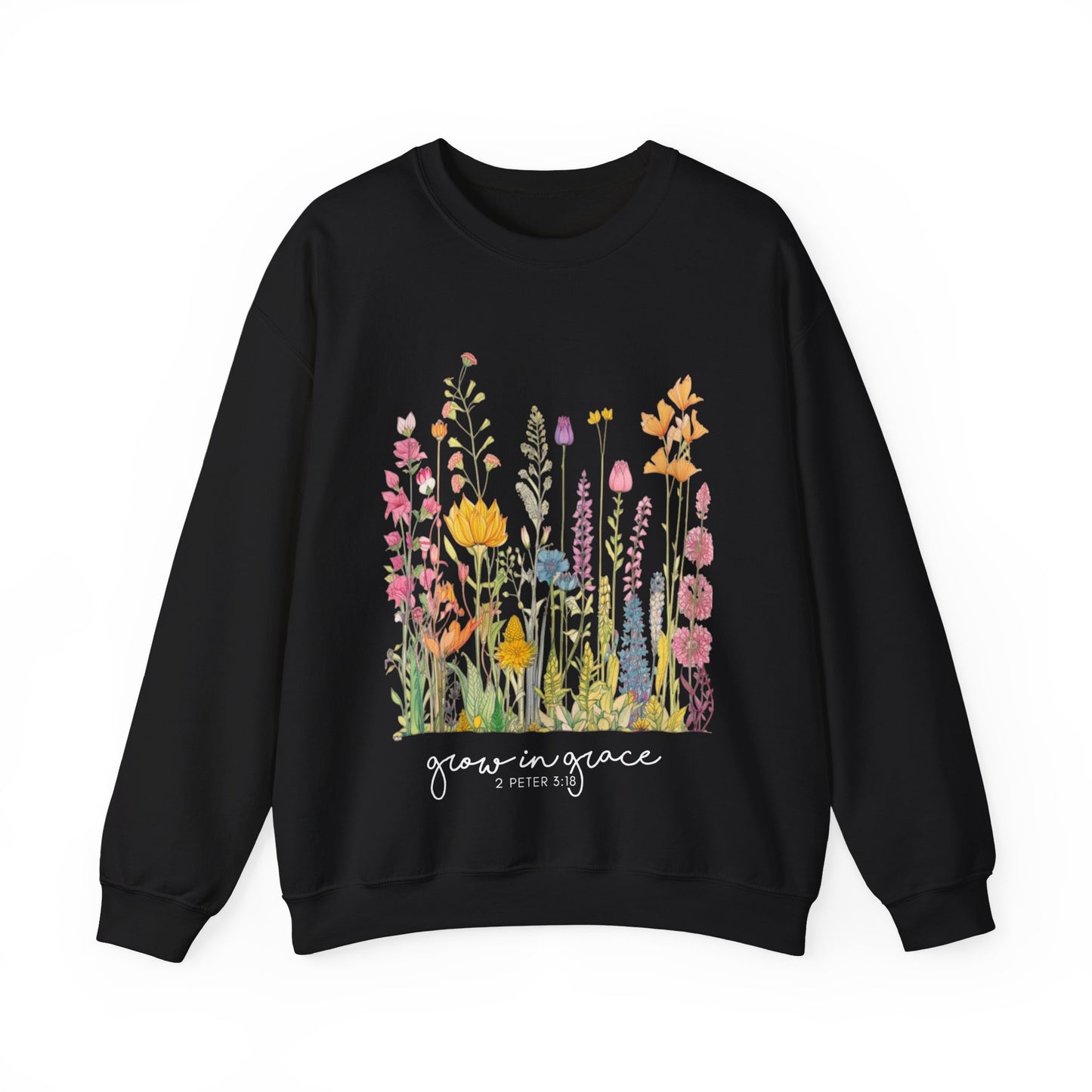 DK. Grow In Grace Design, Inspirational Crewneck Sweatshirt