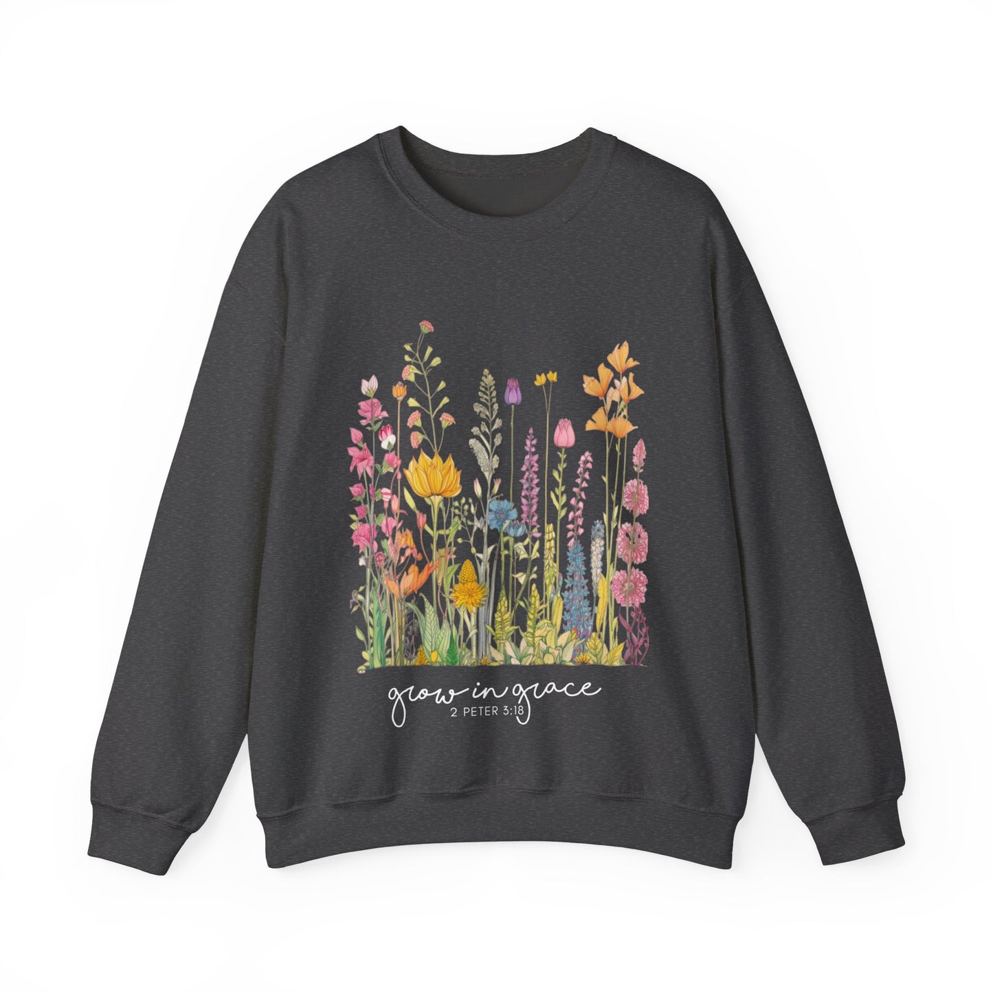 DK. Grow In Grace Design, Inspirational Crewneck Sweatshirt