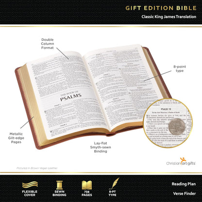 KJV Holy Bible, Gift Edition King James Version, Faux Leather Flexible Cover, Pearlized Cherry