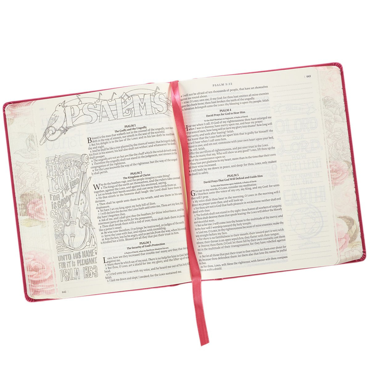 KJV Holy Bible, My Creative Bible, Faux Leather Hardcover - Ribbon Marker, King James Version, Pink Floral W/Elastic Closure