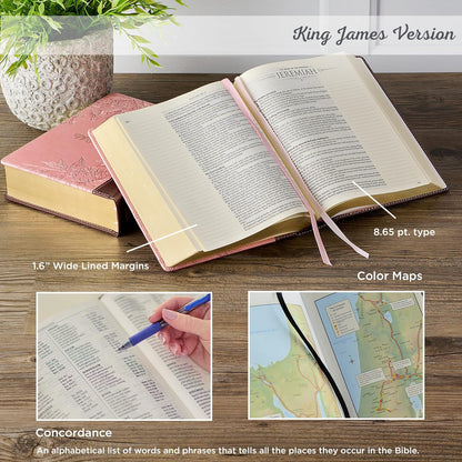 KJV Holy Bible, Note-Taking Bible, Faux Leather Hardcover - King James Version, Brown/Pink