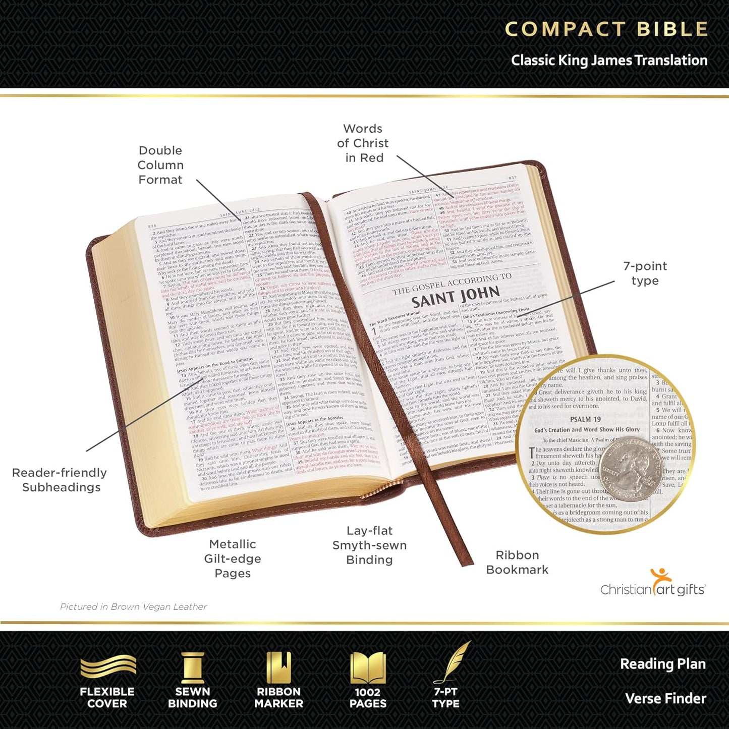 KJV Holy Bible, Compact Faux Leather Red Letter Edition - Ribbon Marker, King James Version, Purple