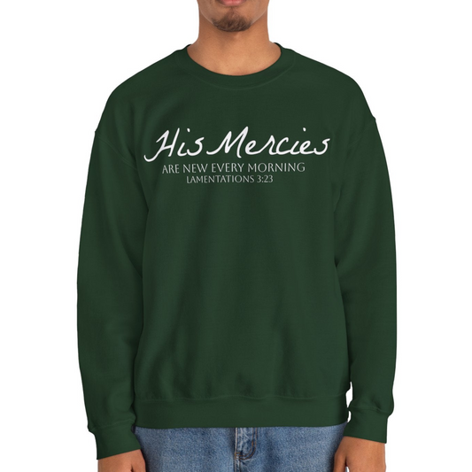 DK. His Mercies Design, Unisex, Inspirational Crewneck Sweatshirt