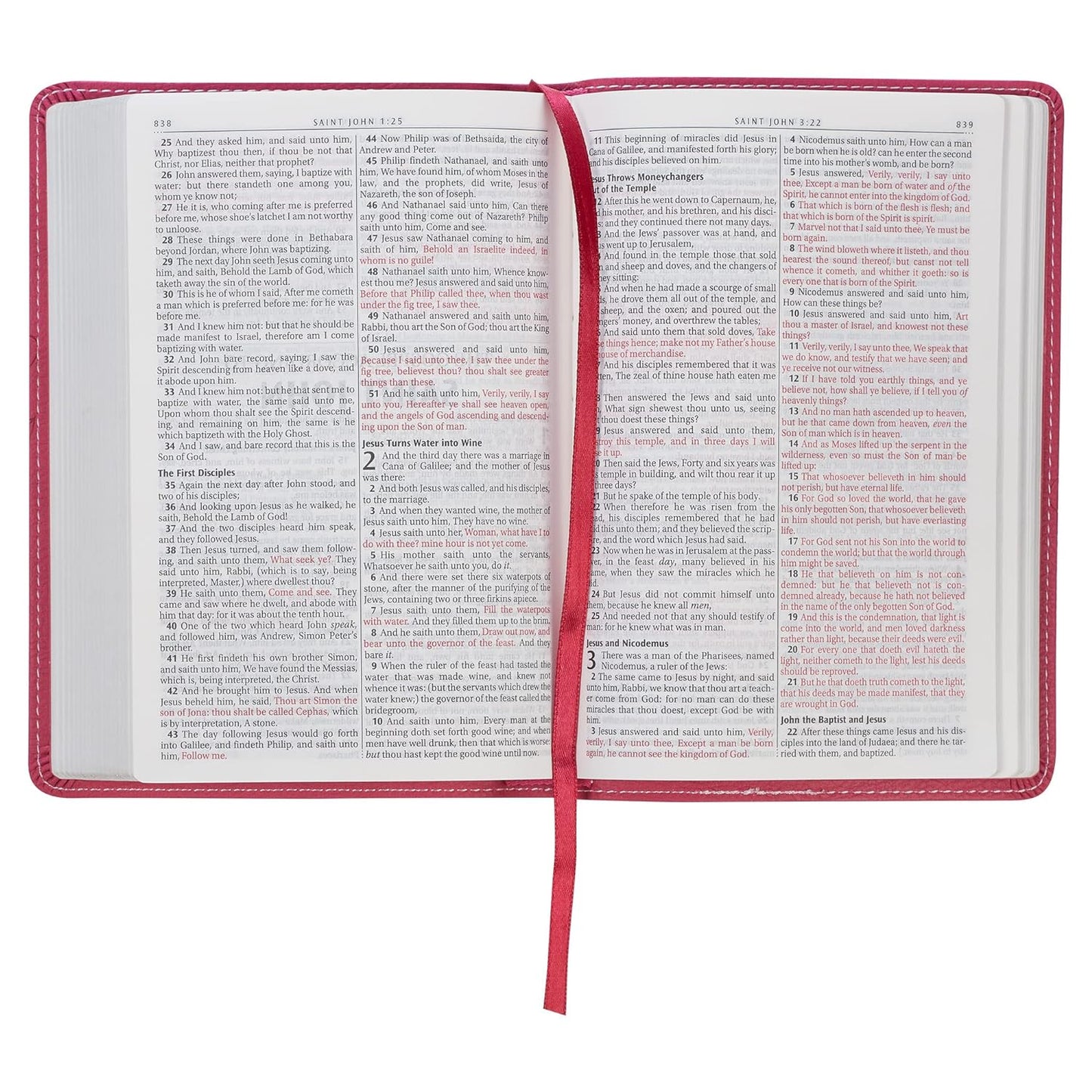 KJV Holy Bible, Compact Faux Leather Red Letter Edition - Ribbon Marker, King James Version, Pink