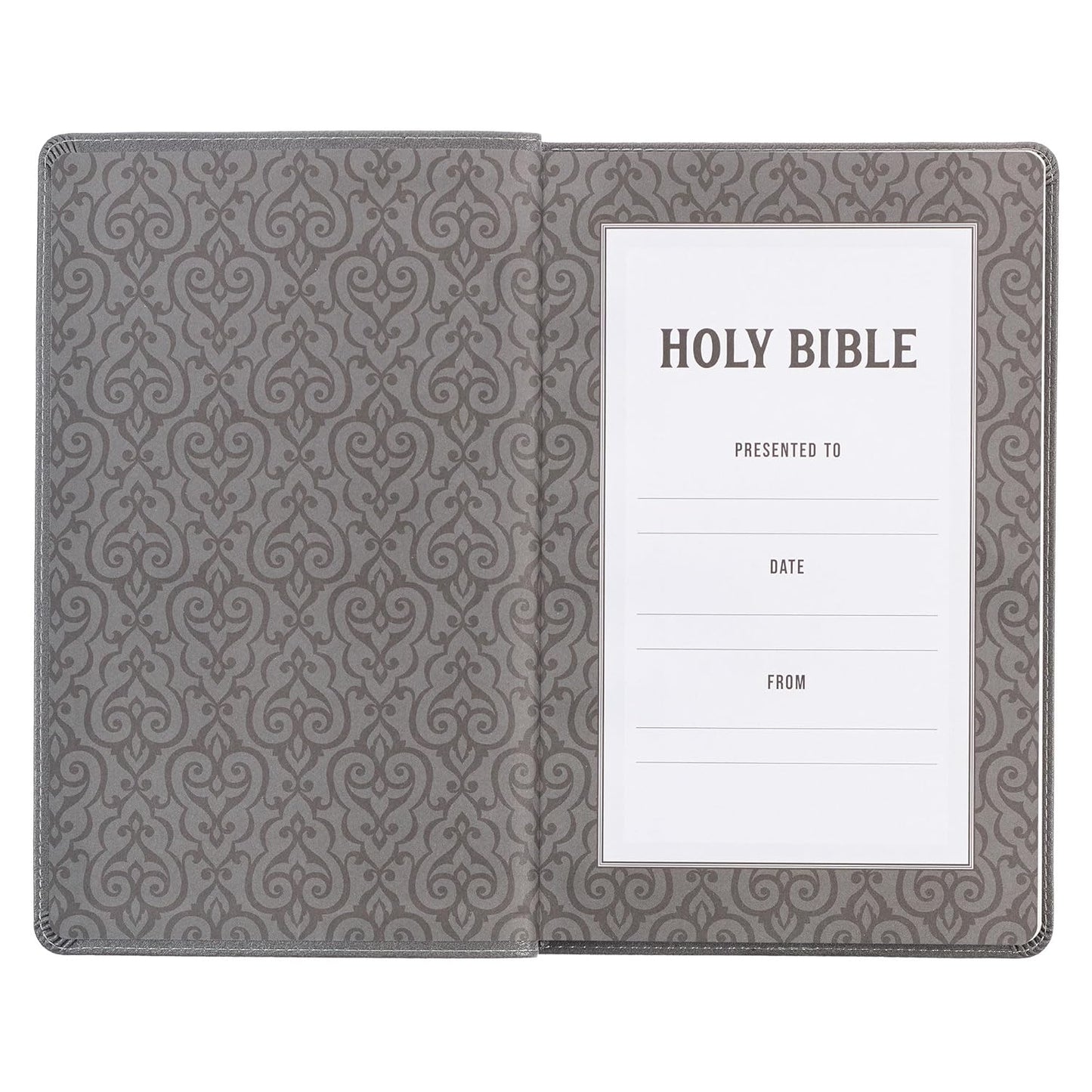 KJV Holy Bible, Gift Edition for Boys King James Version, Faux Leather Flexible Cover, Charcoal Gray Lion Emblem