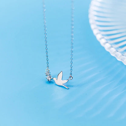 Dainty Dove 925 Sterling Silver CZ Necklace