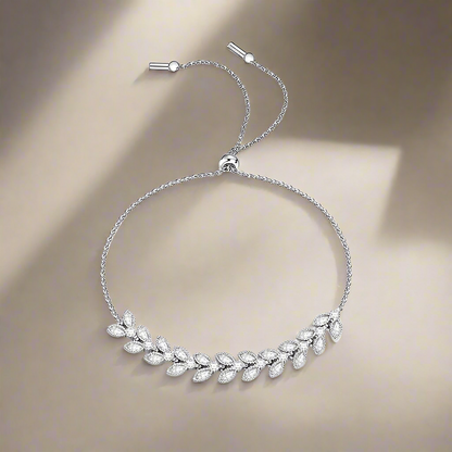 Moissanite .925 Silver Wheat Bracelet