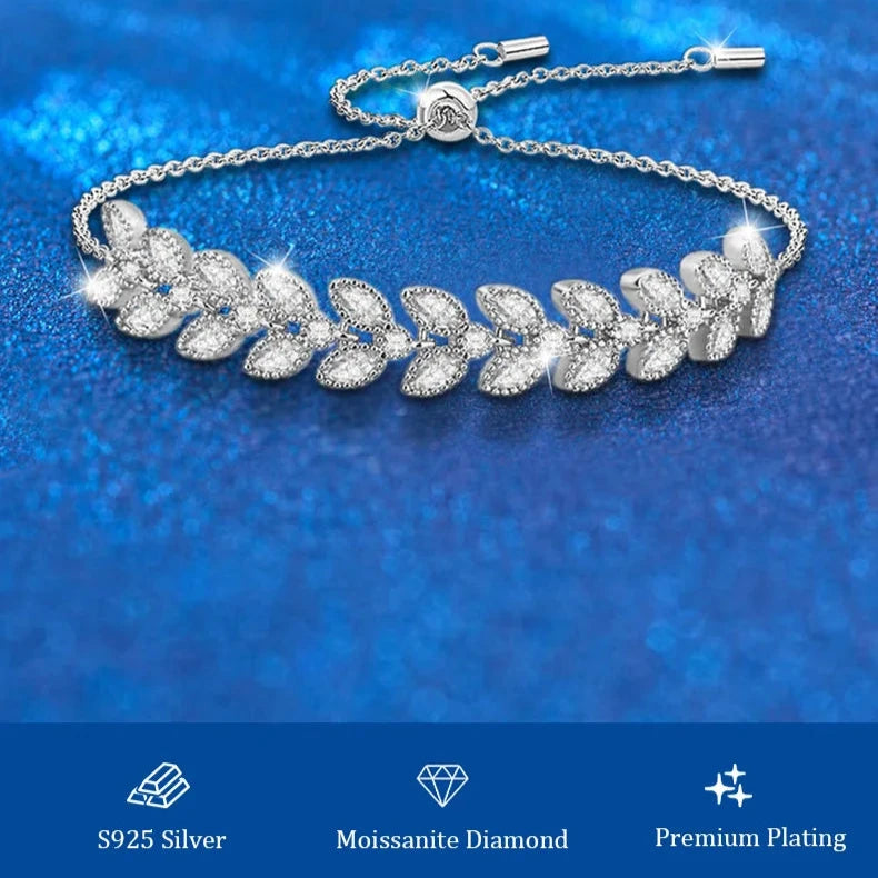 Moissanite .925 Silver Wheat Bracelet