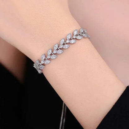 Moissanite .925 Silver Wheat Bracelet