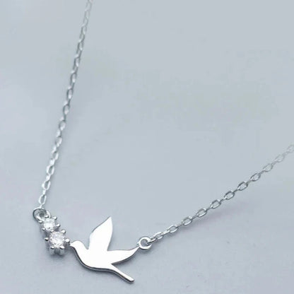 Dainty Dove 925 Sterling Silver CZ Necklace