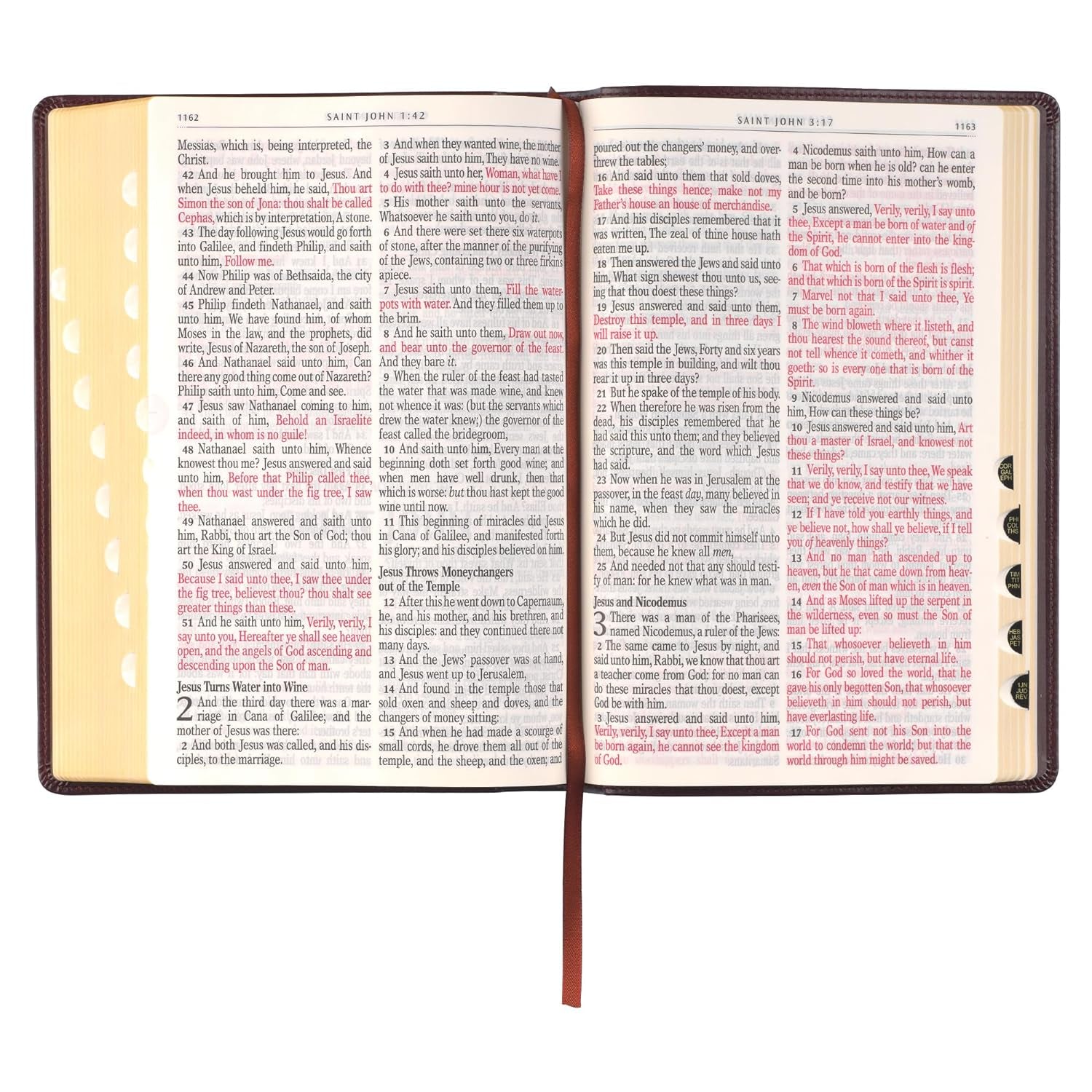 KJV Holy Bible, Full-Size Faux Leather Red Letter Edition - Thumb Index & Ribbon Marker, King James Version