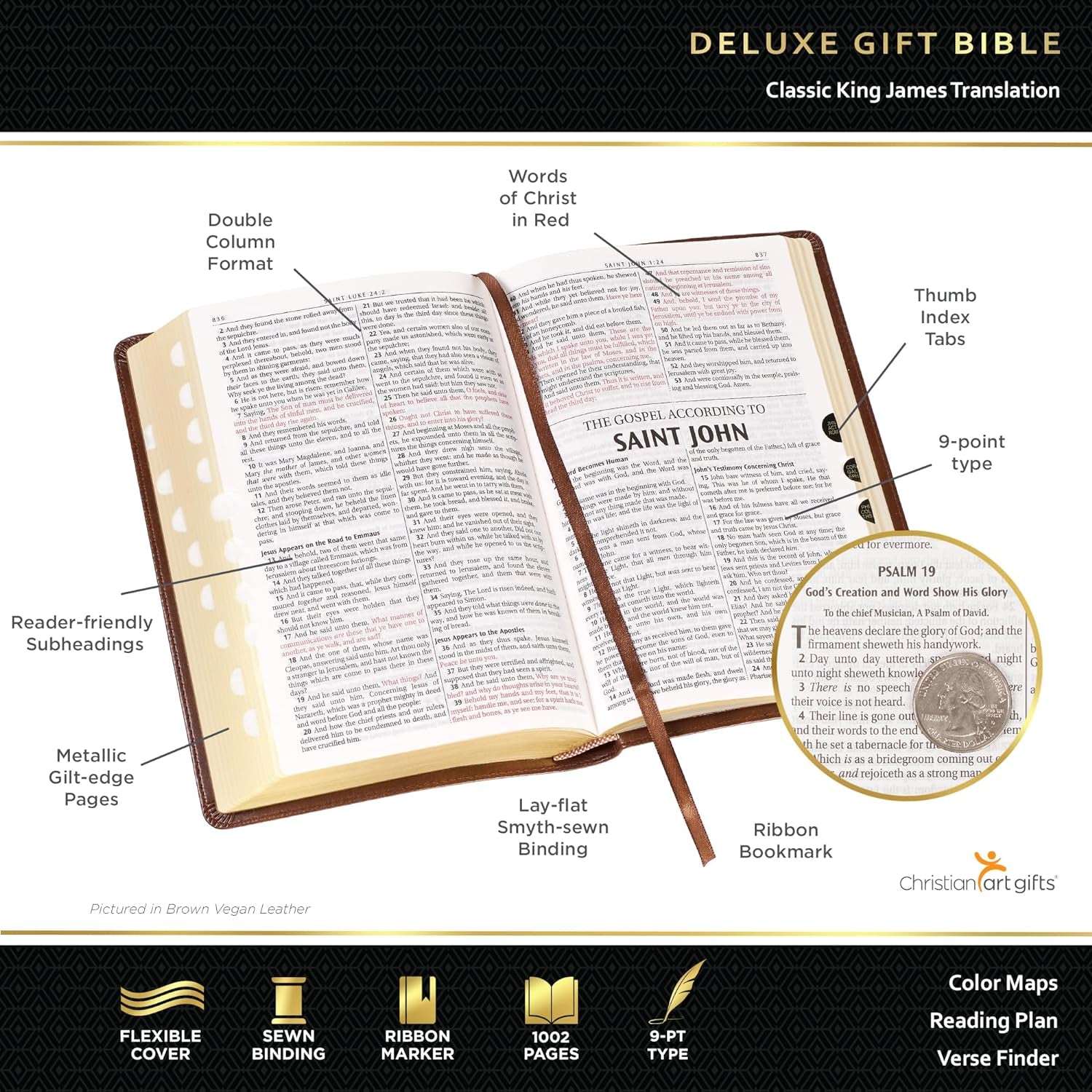 KJV Holy Bible, Standard Size Faux Leather Red Letter Edition Thumb Index & Ribbon Marker, King James Version, Pink