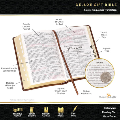 KJV Holy Bible, Standard Size Faux Leather Red Letter Edition Thumb Index & Ribbon Marker, King James Version, Pink