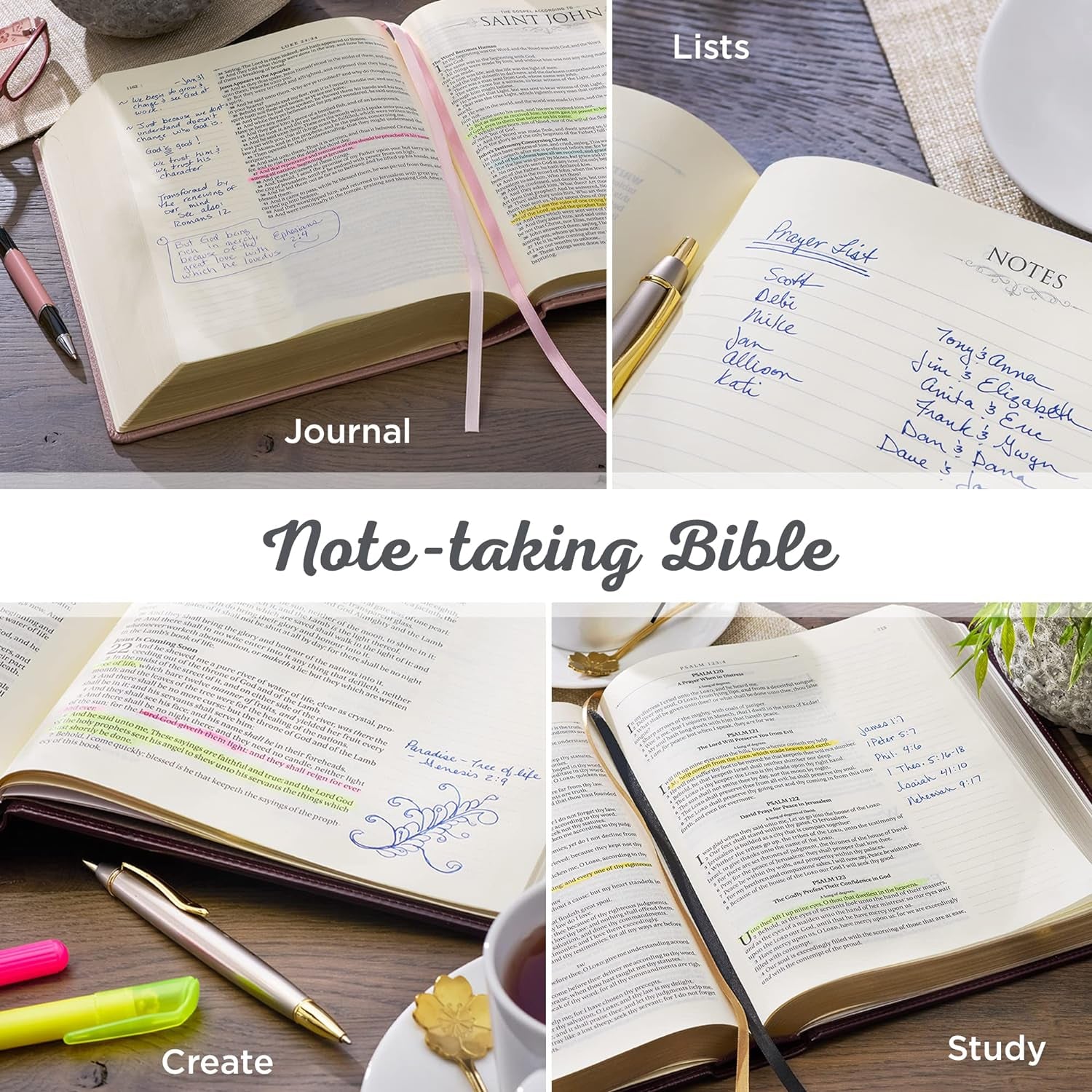 KJV Holy Bible, Note-Taking Bible, Faux Leather Hardcover - King James Version, Brown/Pink