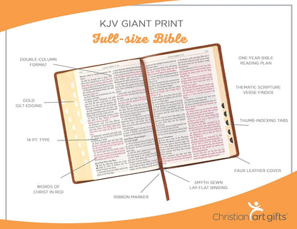 KJV Holy Bible, Full-Size Faux Leather Red Letter Edition - Thumb Index & Ribbon Marker, King James Version